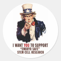 Support "Embryo Safe" Stem Cell Research Round Sticker