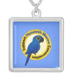 Support Hyacinth Macaw Conservation Silver Plated Necklace