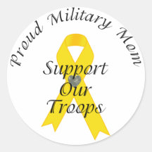 Support Our Troops Military Mom 2 (Yellow Ribbon) Sticker
