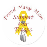 Support Our Troops Navy Mom (Yellow Ribbon) Stickers