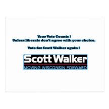 Support Scott Walker- Vote Again ! Postcard