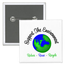 Support the Environment Reduce Reuse Recycle Button