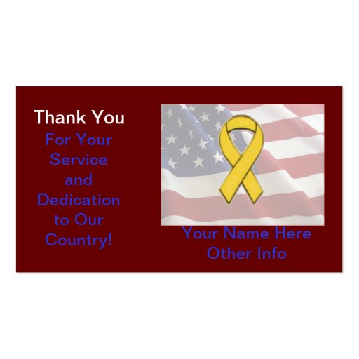 Support The Troops Card Business Card (front side)