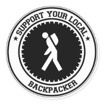 Support Your Local Backpacker Round Stickers
