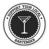 Support Your Local Bartender Round Stickers
