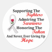 Supporting Admiring Honoring 2 LUNG CANCER Round Stickers