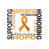 Supporting Admiring Honoring 9 Kidney Cancer Sticker