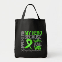 Supporting My Hero - Lymphoma Awareness Tote Bags