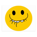Suppressed laughing yellow smiley face postcard