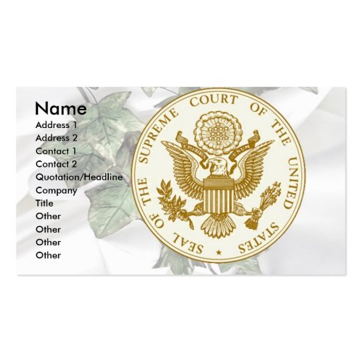 Supreme Court Seal on Ivy & Satin Business Card Templates (front side)