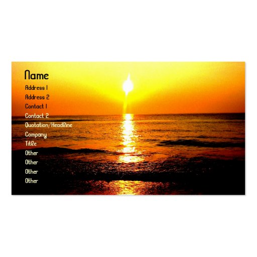 SupremeBeachsunrise, Name, Address 1, Address 2... Business Card Template (front side)