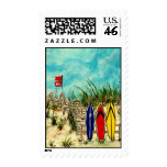 surf art beach coastal surfer postal stamps