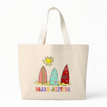 Surf Board Meeting Tote Bags