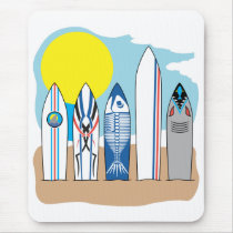 Surf Boards at the Beach mousepads by aesthete Surf Boards at the Beach mousepads