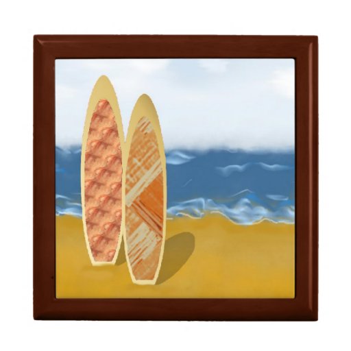 Surf Boards On The Beach Jewelry Boxes