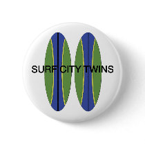 Surf City Twin Surfboards buttons by Scrappintwins Surf City Twin Surfboards buttons