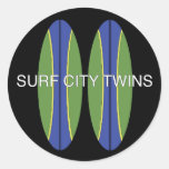 Surf City Twin Surfboards Round Sticker