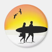 Surf Couple at Sunset Magnet