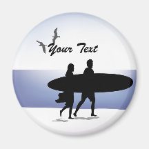 Surf Couple on the Beach Magnet