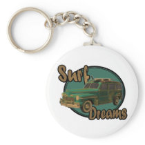 surf dreams lets go surfin in a woodie key chain