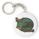surf dreams lets go surfin in a woodie key chain
