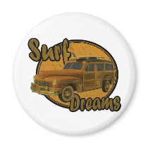 surf dreams woodie wagon brown refrigerator magnet