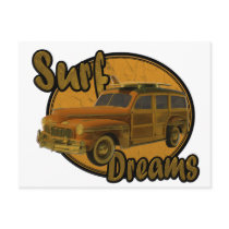 surf dreams woodie wagon brown post cards