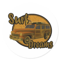 surf dreams woodie wagon brown sticker