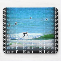 Surf Eat Sleep Black Mousepad