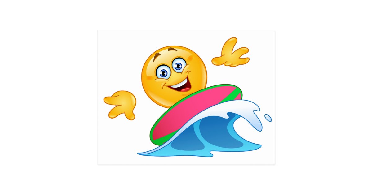 surf emoji postcard Zazzle