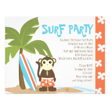 Surf Monkey Personalized Invitation