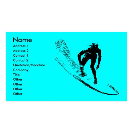 Surf Shop Business Pfofile Card Business Cards (front side)