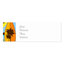 Surf Shop Surfing Ocean Beach Surfboards Palm Tree Business Cards