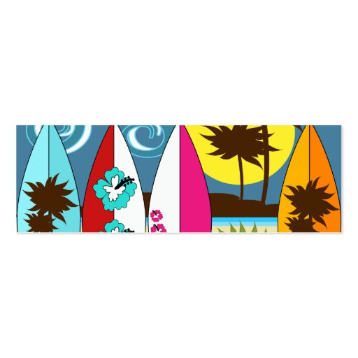 Surf Shop Surfing Ocean Beach Surfboards Palm Tree Business Card Templates (back side)