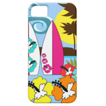 Surf Shop Surfing Ocean Beach Surfboards Palm Tree iPhone 5 Case