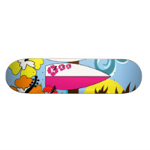 Surf Shop Surfing Ocean Beach Surfboards Palm Tree Custom Skate Board
