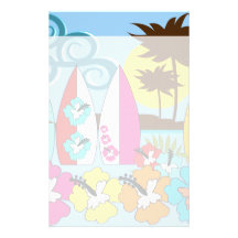 Surf Shop Surfing Ocean Beach Surfboards Palm Tree Customized Stationery
