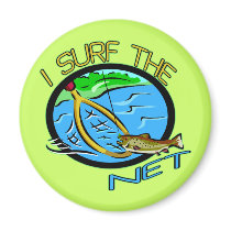 Surf The Net Fishing T-shirts and Gifts magnets