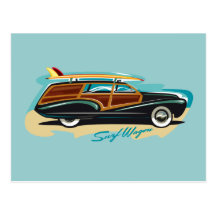 Surf Wagon Woody Post Cards