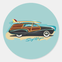Surf Wagon Woody Sticker