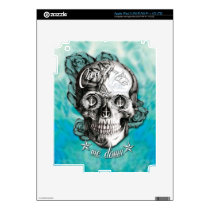 Surfabilly Nautical rose skull on waves background skins