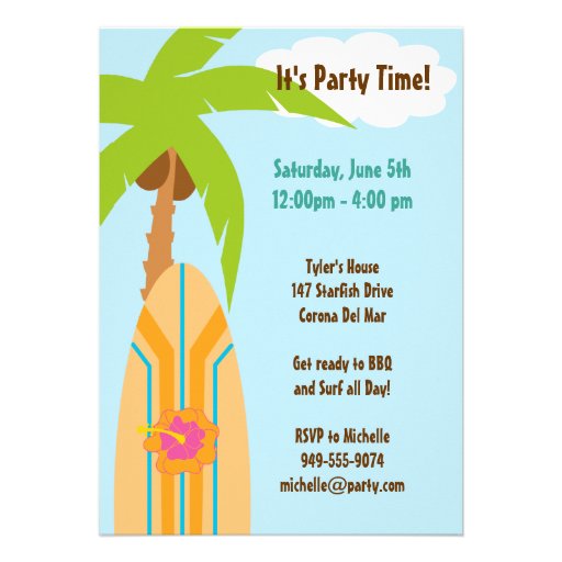 Surfboard Party Invitation