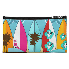Surfboards Beach Bum Surfing Hippie Vans Cosmetics Bags