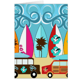 Surfboards Beach Bum Surfing Hippie Vans Greeting Card