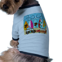 Surfboards Beach Bum Surfing Hippie Vans Dog Tee
