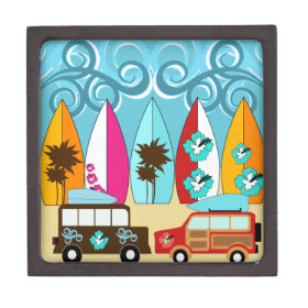 Surfboards Beach Bum Surfing Hippie Vans Premium Keepsake Box