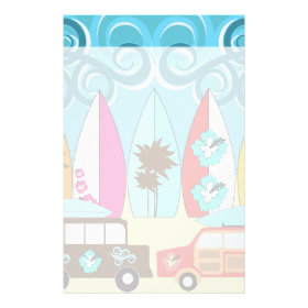 Surfboards Beach Bum Surfing Hippie Vans Customized Stationery