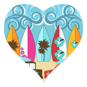 Surfboards Beach Bum Surfing Hippie Vans Heart Sticker
