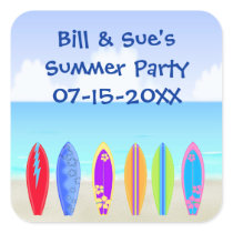 Surfboards Beach Party Favor Sticker