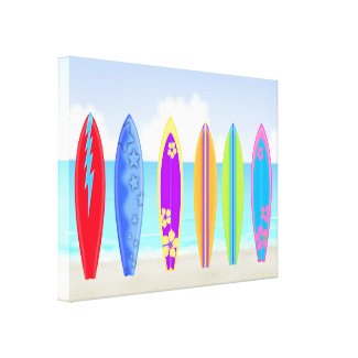 Surfboards Beach Wrapped Canvas Print